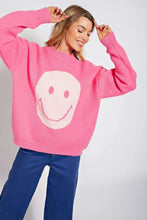 Load image into Gallery viewer, Bubble Gum Pink Smiley Sweater
